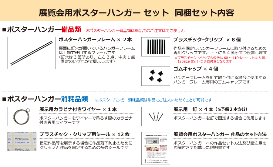 ポスターハンガーセット同梱内容